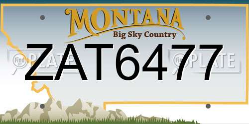 ZAT6477 Montana License Plate
