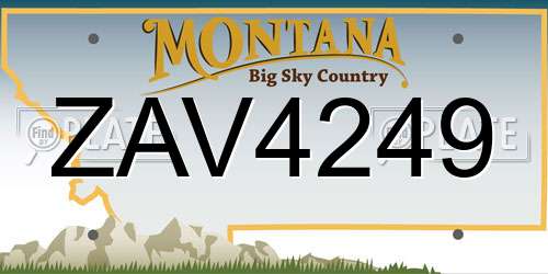 ZAV4249 Montana License Plate