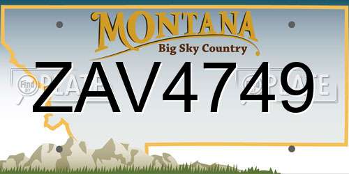 ZAV4749 Montana License Plate