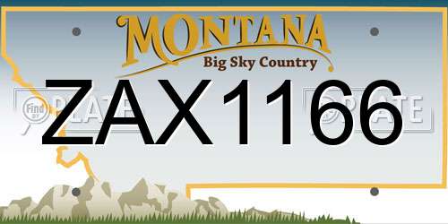 ZAX1166 Montana License Plate