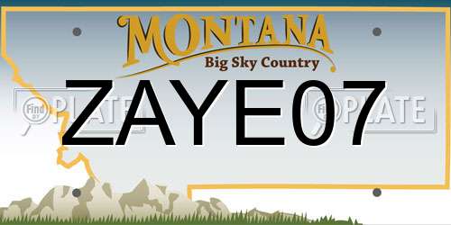 ZAYE07 Montana License Plate