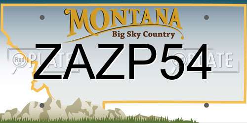 ZAZP54 Montana License Plate