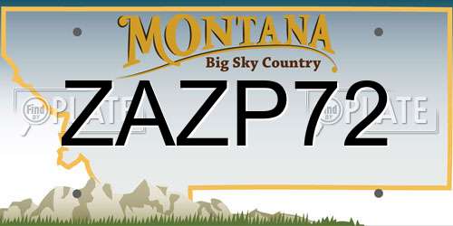 ZAZP72 Montana License Plate