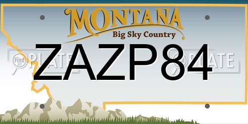 ZAZP84 Montana License Plate