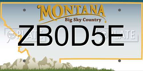 ZB0D5E Montana License Plate