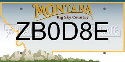 ZB0D8E Montana License Plate