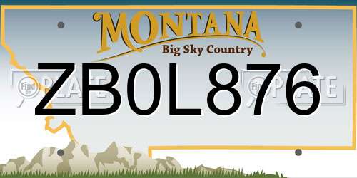 ZB0L876 Montana License Plate