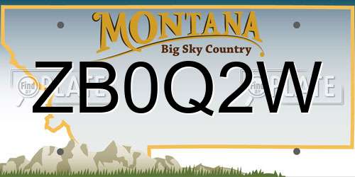 ZB0Q2W Montana License Plate