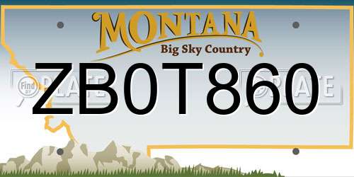ZB0T860 Montana License Plate
