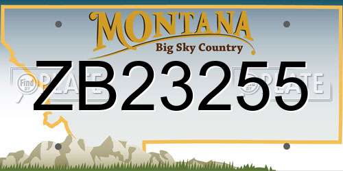ZB23255 Montana License Plate