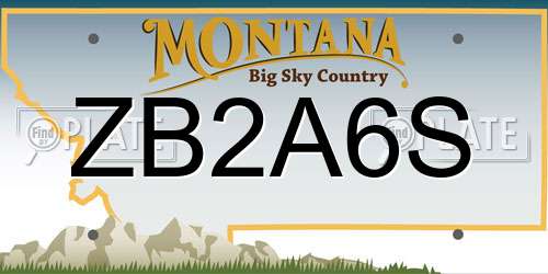 ZB2A6S Montana License Plate