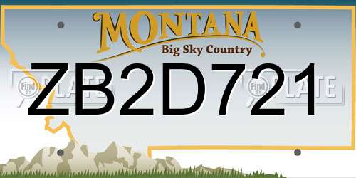 ZB2D721 Montana License Plate