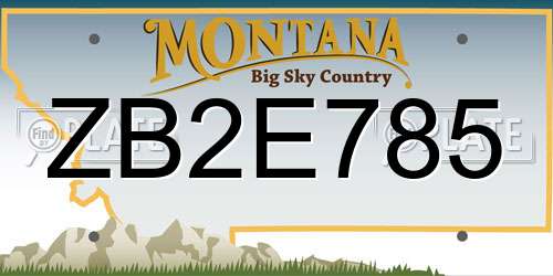 ZB2E785 Montana License Plate