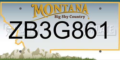 ZB3G861 Montana License Plate