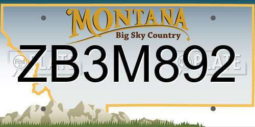 ZB3M892 Montana License Plate