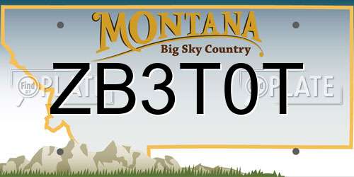 ZB3T0T Montana License Plate