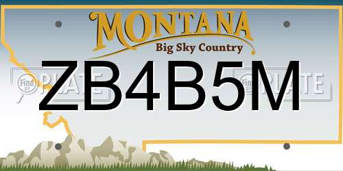 ZB4B5M Montana License Plate