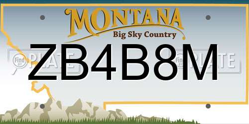 ZB4B8M Montana License Plate