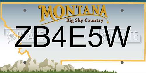 ZB4E5W Montana License Plate