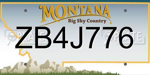 ZB4J776 Montana License Plate