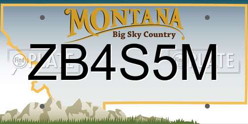 ZB4S5M Montana License Plate
