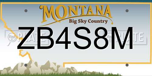 ZB4S8M Montana License Plate