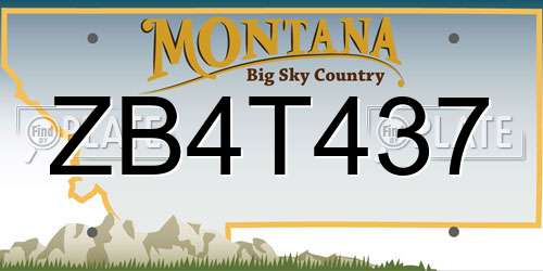 ZB4T437 Montana License Plate