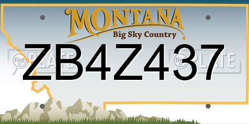 ZB4Z437 Montana License Plate