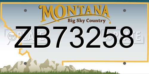 ZB73258 Montana License Plate