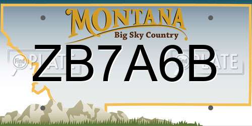 ZB7A6B Montana License Plate