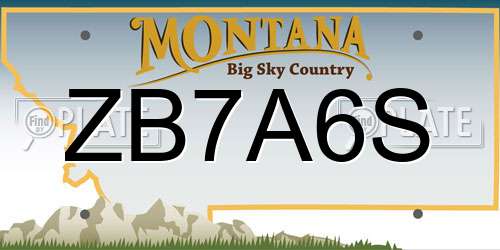 ZB7A6S Montana License Plate