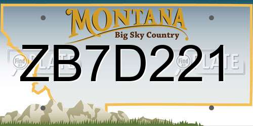 ZB7D221 Montana License Plate