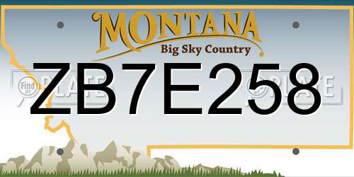 ZB7E258 Montana License Plate