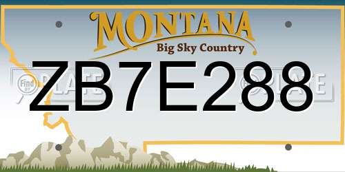 ZB7E288 Montana License Plate