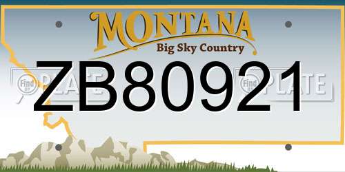 ZB80921 Montana License Plate