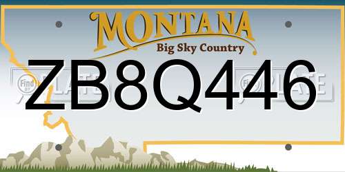 ZB8Q446 Montana License Plate