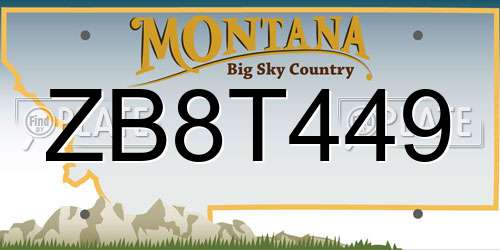 ZB8T449 Montana License Plate