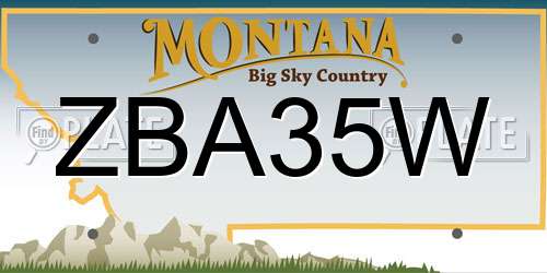 ZBA35W Montana License Plate