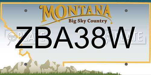 ZBA38W Montana License Plate