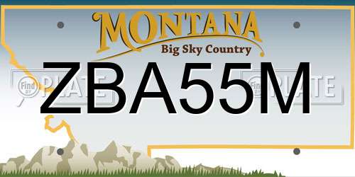 ZBA55M Montana License Plate