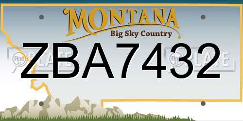 ZBA7432 Montana License Plate