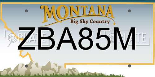 ZBA85M Montana License Plate