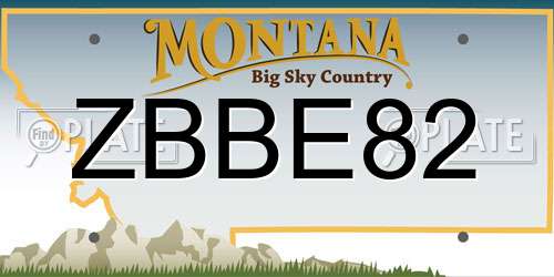 ZBBE82 Montana License Plate