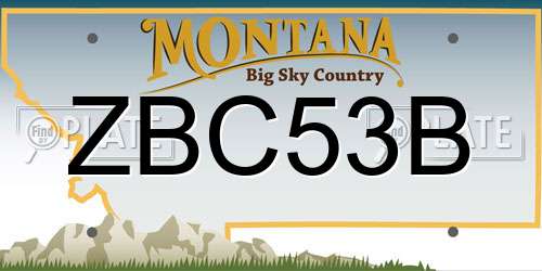 ZBC53B Montana License Plate