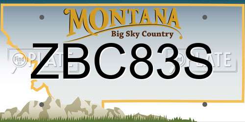 ZBC83S Montana License Plate