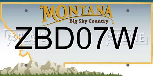 ZBD07W Montana License Plate
