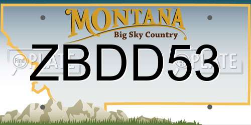 ZBDD53 Montana License Plate