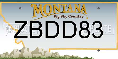 ZBDD83 Montana License Plate