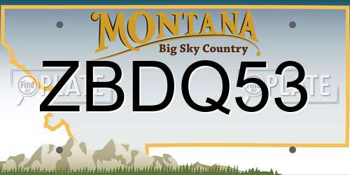 ZBDQ53 Montana License Plate