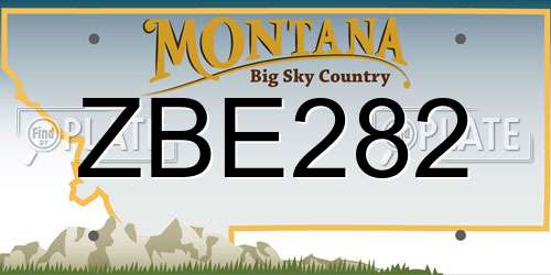 ZBE282 Montana License Plate